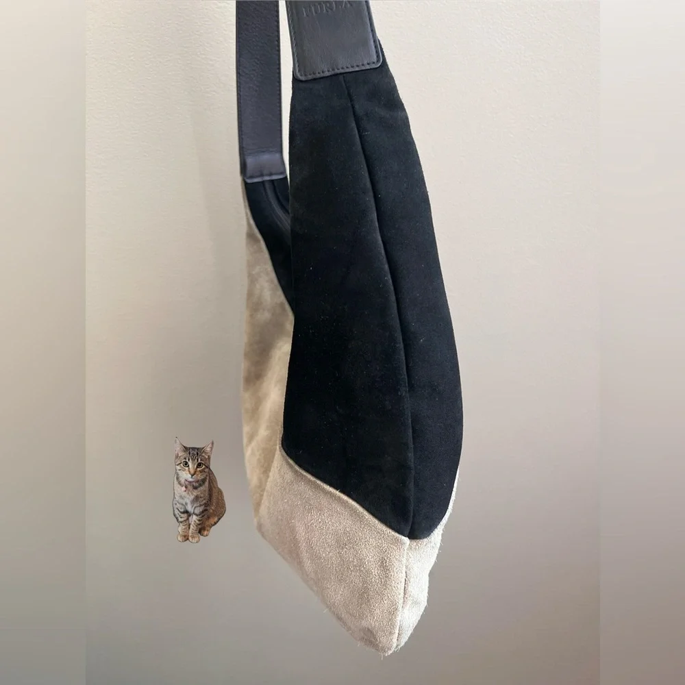 Furla Suede Hobo Bag, Black/Grey - Picture 5 of 11